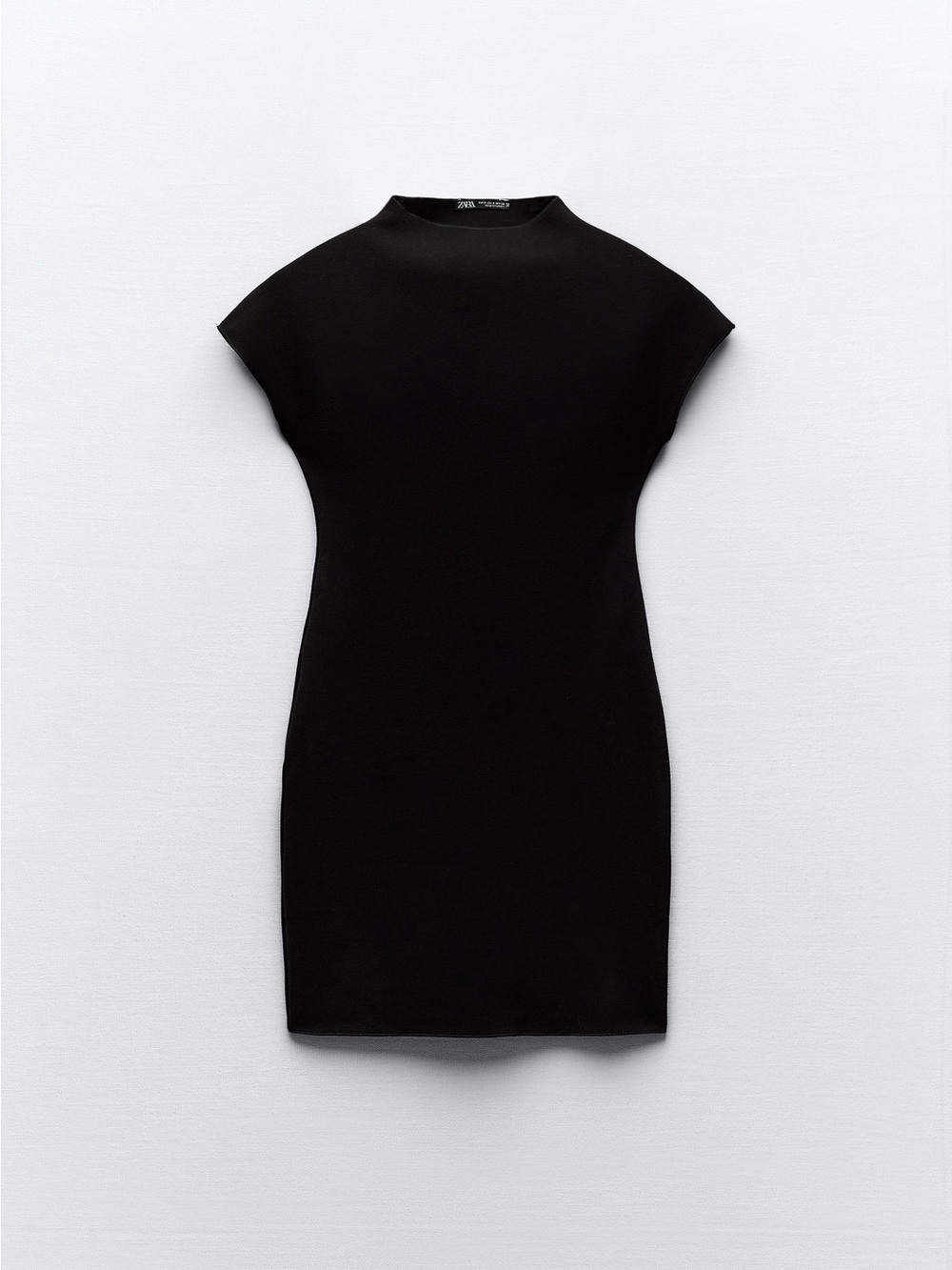 Zara Black Cap-Sleeve Mini Dress
